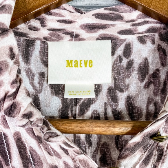 Anthropologie Maeve Leopard Pintuck Button Top 0 - Picture 5 of 9
